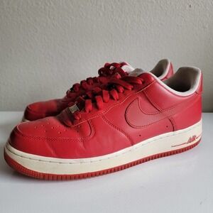 Nike Air Force 1 One 82 Low Men's Shoes Size 10 White/Red 315122-661 Lace-Up‎